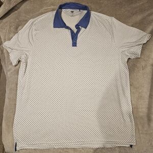 Graham Men's White and Blue Polo Polka Dot Shirt Size‎ 3XL
